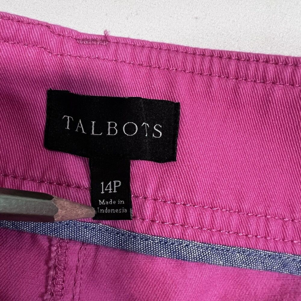 NWT Talbots Wide Leg Pants 14P Pink Twill High Rise Comfort Stretch Trouser - Picture 4 of 11
